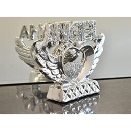 Crushed Diamond Heart And Wings In Hands Ornament - Silver - thumbnail 2
