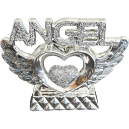 Crushed Diamond Heart And Wings In Hands Ornament - Silver - thumbnail 4