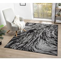 Obsidian Modern Low Pile Area Rug - Whirlpool Design Grey Rug - Grey / 230cm - thumbnail 1