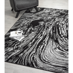 Obsidian Modern Low Pile Area Rug - Whirlpool Design Grey Rug - Grey / 230cm - thumbnail 4