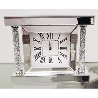 Crushed Diamante Jewel Mirror Wall Clock - Silver