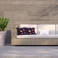 Poppies On Dark Dotted Background Outdoor Cushion - Black / 60cm - image 1