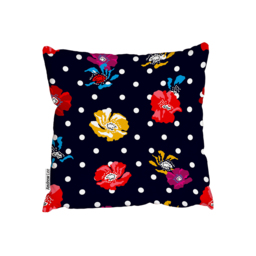 Poppies On Dark Dotted Background Outdoor Cushion - Black / 60cm - thumbnail 2