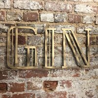 "Home Bar Sign , Garden Bar Accessories Decor , Art Deco , GIN 12"" Letters , Gold - Gold"