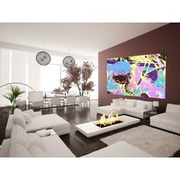 Flower Afro Plants Art Print Wrapped on Canvas - Blue / 152cm - thumbnail 1