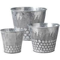Set of 3 Indoor Zinc Honeycomb Plant Pots - Silver - thumbnail 1