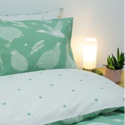 Creative Cloth Moorland Birds King Size Duvet Reversible Set Green - Green - thumbnail 3