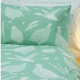 Creative Cloth Moorland Birds King Size Duvet Reversible Set Green - Green - thumbnail 2
