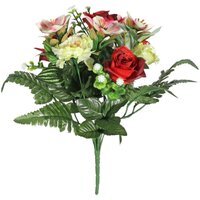 Pembroke Rose and Fern Mixed Red Bunch - Red