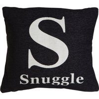 Words 'Snuggle' Black Cushion - Black & White