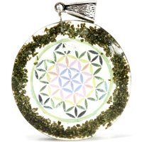 Orgonite Power Pendant with Greenstone Mandala for Spiritual Healing - Green