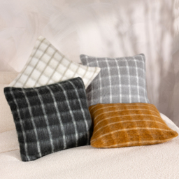 Faux Mohair Check Polyester Filled Cushion - Flint Grey - thumbnail 4