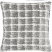 Faux Mohair Check Polyester Filled Cushion - Flint Grey - thumbnail 1