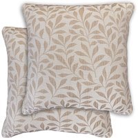 Sherwood Jacquard Leaf Design Pair of Cushion Covers - 43x43cm - Cases Only - Natural