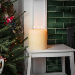 Round 3 Wick Vanilla Pillar Candles - 130 Hours - Cream - Pack of 6 - Natural - thumbnail 3