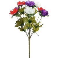 Artificial Silk Anemone Bunch 9 Heads - Purple/Red/Cream