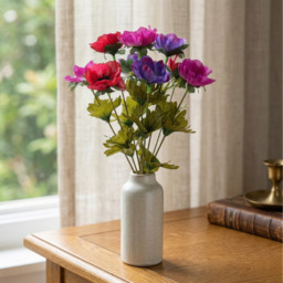 Artificial Silk Anemone Bunch 9 Heads  - Purple/Red/Cream - thumbnail 5