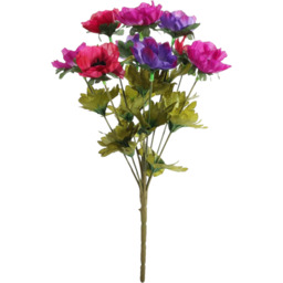 Artificial Silk Anemone Bunch 9 Heads  - Purple/Red/Cream - thumbnail 4