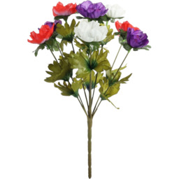 Artificial Silk Anemone Bunch 9 Heads  - Purple/Red/Cream - thumbnail 2