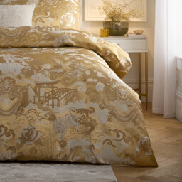 Baransu Jacquard Duvet Cover Set - Gold / Double - thumbnail 4