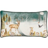 Stag Winter Velvet Piped Cushion - Multicolour / Polyester