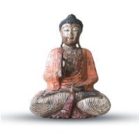 Vintage Hand Carved Buddha Statue 60cm Teaching Transmission - Orange