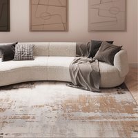 Warm Greige Modern Distressed Abstract Area Rug - Beige / 170 x 120cm - image 1