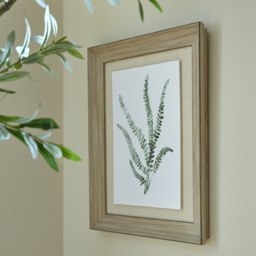 Delicate Fern Watercolor In Rustic Wood Frame - Brown - thumbnail 2