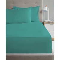 "Extra Deep Percale Fitted Sheet 16"" - Teal / Single"