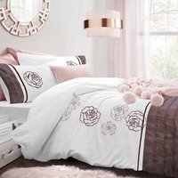 Floral Florentine Sequin Duvet Cover and Pillowcase Set - White / Burgundy / King - image 1