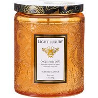 Soy Wax Scented Candle with Embossing Glass Cup - Yellow