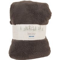 Teddy Fleece Fitted Sheet Charcoal Db - Charcoal / King - thumbnail 1