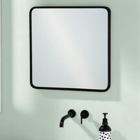 Shoreditch Bathroom Wall Mounted Mirror Curved Square Metal Matt Black 40x40cm - Black - image 1