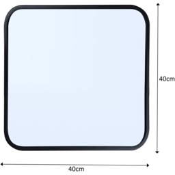 Shoreditch Bathroom Wall Mounted Mirror Curved Square Metal Matt Black 40x40cm - Black - thumbnail 5
