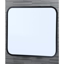 Shoreditch Bathroom Wall Mounted Mirror Curved Square Metal Matt Black 40x40cm - Black - thumbnail 2