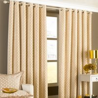 Belmont Chenille Jacquard Room Darkening Eyelet Curtain Pair - Beige / 183cm