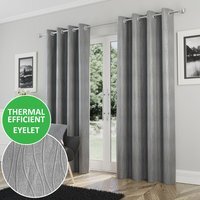Pair of Goodwood Eyelet Thermal Room Darkening Curtains - Silver / 168cm / 137cm