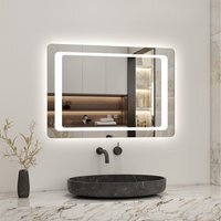 800x600mm LED Bathroom Mirror Anti-fog Dual Touch - White
