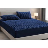 Soft Chunky Popcorn Thermal Warm Fitted Sheet Navy - Navy / Double - image 1