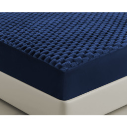 Soft Chunky Popcorn Thermal Warm Fitted Sheet Navy - Navy / Double - thumbnail 2