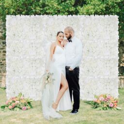 Artificial Flowers Wall Panels - Greyish White - thumbnail 4