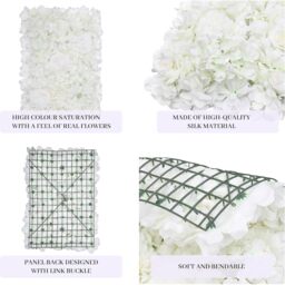 Artificial Flowers Wall Panels - Greyish White - thumbnail 2