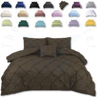 Pintuck Bedding Duvet Cover Set with Matching Pillowcases - Chocolate Brown / King - thumbnail 1