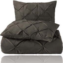 Pintuck Bedding Duvet Cover Set with Matching Pillowcases - Chocolate Brown / King - thumbnail 5