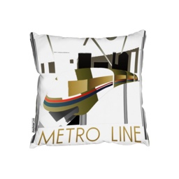 Art Deco Metro Line Outdoor Cushion - Yellow / 60cm - thumbnail 2