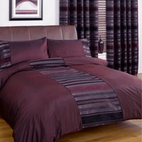 New York Woven Chenille Duvet Set With Pillowcase - Aubergine / Single