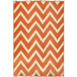 Patterned Outdoor Reversible Garden Rug - Mango Orange & Whisper White - thumbnail 5