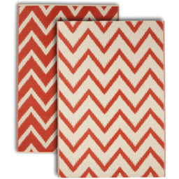 Patterned Outdoor Reversible Garden Rug - Mango Orange & Whisper White - thumbnail 2