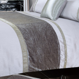 Crushed Velvet Diamante Luxurious Duvet Cover and Pillowcase Set - Silver / Single - thumbnail 2