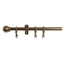 10 - 13mm Antique Brass Metal Ball Curtain Pole Set - Antique Brass / 100cm - thumbnail 2